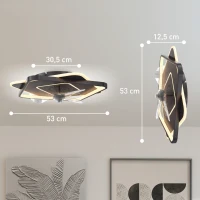 HOMCOM Ventilateur de plafond avec lumière et télécommande, ventilateur de plafond LED à 6 vitesses, 3 températures de couleur(m-3)