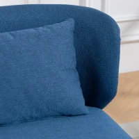 HOMCOM 2 Seater Sofa, Linen-look Fabric Small Sofa with Wing Back, Thick Seat, Metal Legs, Dark Blue(m-9)