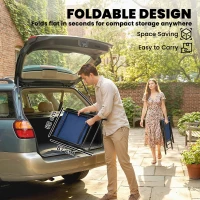 Outsunny Folding Garden Chairs Set of 4, Foldable Garden Dining Chairs with High Back, Armrests, Texteline Seat, Navy Blue(m-5)