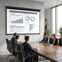 HOMCOM Pantalla de proyección 304,8 cm 4:3 HD 4K, carcasa metálica, pantalla altura ajustable manualmente, 244x183cm, negro(m-6)