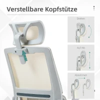 Vinsetto Bürostuhl Schreibtischstuhl Office-Stuhl, höhenverstellbar, 1 Kopfstütze, 60 x 61 x 121,5 cm Beige(m-7)