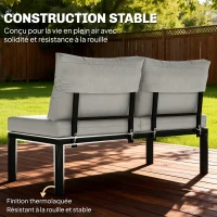 Outsunny Salon de Jardin Modulaire 6 Pièces Ensemble Canapé Extérieur Transformable en Lit Table Basse et Plateaux Latéraux Gris(m-7)