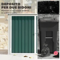 Outsunny Capanno Esterno Acciaio per Bidoni Spazzatura con Doppia Porta(m-4)