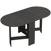 HOMCOM Klapptisch für die Küche mit ausklappbaren Flügeln Ovaler klappbarer Küchentisch Moderner Stil 163x80x75 cm Schwarz