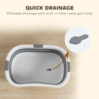 PawHut Dog Bath Tub, Portable Foldable Dog Bathtub with Drainage Hole, for Small Dogs Puppies Grey(m-6)