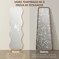 HOMCOM Espelho de Pé 160x50 cm sem Moldura Espelho de Corpo Inteiro com Forma Ondulada Suporte e Base de Madeira Preto(m-7)