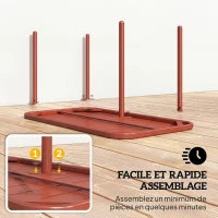 Outsunny Table Basse de Jardin en Acier Galvanisé, Plateau à Lattes, Table Rectangulaire aux Angles Arrondis, 90x50x43cm, Rouge(m-7)