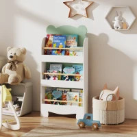 AIYAPLAY Bibliothèque pour enfant, rangement livre enfant 3 niveaux pour salle de jeux, chambre d'enfant, vert(m-10)