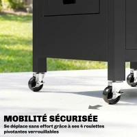 Outsunny Desserte jardin chariot de barbecue sur roulettes plateau en acier inoxydable Porte-Serviettes, 140,5 x 68 x 89 cm Noir(m-8)