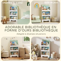 AIYAPLAY Bibliothèque pour enfant, rangement livre enfant 3 niveaux pour salle de jeux, chambre d'enfant, vert(m-7)