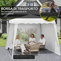 Outsunny Gazebo da Giardino Pieghevole ad Altezza Regolabile in Acciaio e Tessuto Oxford, 2.4x2.4x2.5m(m-8)