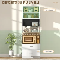 HOMCOM Mobile per Microonde con Ripiano Regolabile e 2 Cassetti, 60x40x170 cm, Bianco(m-4)