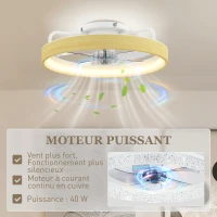 HOMCOM Ventilateur plafond avec lumière LED plafonnier ventilateur Ø49cm 7 pales 6 vitesses luminosité réglable mode été-hiver(m-6)