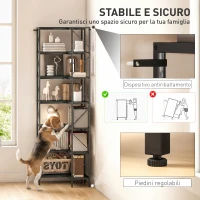 HOMCOM Libreria ad Angolo a 7 Ripiani, Scaffale Industriale, Effetto Legno Nero(m-6)
