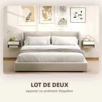 HOMCOM Lot de 2 tables de chevet murales, tables de nuit, tiroir, compartiment ouvert, plateau, 37 x 32 x 21 cm, bois naturel(m-4)