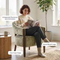 HOMCOM Accent Chair, Upholstered Tub Chair with Solid Wood Frame and Legs, Light Brown(m-7)