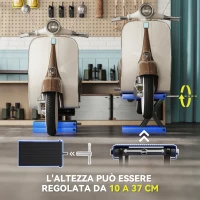 DURHAND Cavalletto Alzamoto Pieghevole e Antiscivolo in Acciaio e Gomma, 48x22.5x10-37 cm, Blu e Nero(m-5)