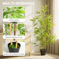 Outsunny Artificial Ficus Tree, with Weighted Plant Pot - Green(m-5)