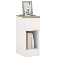 HOMCOM Comodino Moderno con Cassetto e Ripiano in Legno, 20x30x50 cm, Bianco(m-11)