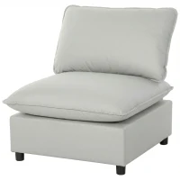 HOMCOM Sillón de acento, moderno sillón Leathaire con asiento ancho y profundo, acolchado grueso, montaje fácil, gris(m-6)