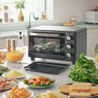 HOMCOM Mini Forno Elétrico 21L 1400W com Temporizador até 60min e Temperatura Ajustável até 230℃ 46x38,5x29 cm Preto(m-2)