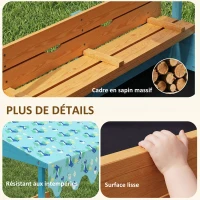 AIYAPLAY Bac à sable en bois avec couvercle, bac à sable enfant extérieur avec siège pliable toile imprimée flamants bleus(m-7)