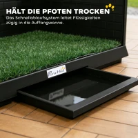 PawHut Hundetoilette 75 x 51 cm Hundeklo mit Kunstrasen Welpentoilette mit hohen Wänden herausziehbarer Schale Drainage Schwarz(m-7)