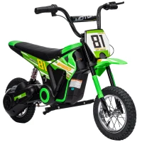 AIYAPLAY Kids Electric Motorbike, 24V Ride On Motorcycle with 3 Speeds and Rear Suspension, Dirt Bike for 8-12 Years Old, Green(m-10)