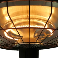 Outsunny Adjustable Power 1000/2500W Infrared Halogen Electric Patio Light Heater, Ceiling Hanging Mount -Black(m-8)