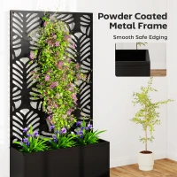 Outsunny Metal Garden Bed for Garden with Trellis, Wall Mounted or Freestanding Raised Planter with Privacy Screen(m-7)