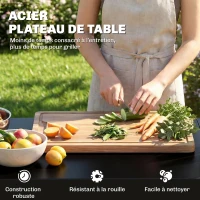 Outsunny Desserte jardin chariot de barbecue sur roulettes avec table latérale pliable placard étagères 166 x 54 x 88 cm noir(m-6)