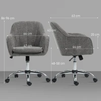 HOMCOM Chaise de bureau, fauteuil de bureau ergonomique réglable en hauteur, siège pivotante, fonction de bascule, gris(m-3)