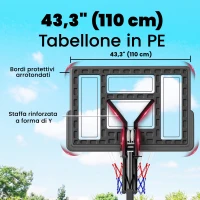 SPORTNOW Canestro Basket Canestro da Basket Regolabile 235-305cm Infrangibile Nero(m-8)