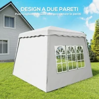 Outsunny Gazebo da Giardino Pieghevole ad Altezza Regolabile in Acciaio e Tessuto Oxford, 2.4x2.4x2.5m(m-4)