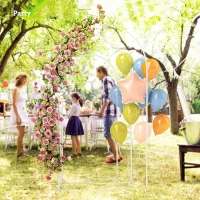 Outsunny Wedding Arch Frame Set, Metal Balloon Arch Stand Set, Balloon Arch Stand Set for Birthday Party, 2.2, 2, 1.8 m White(m-7)