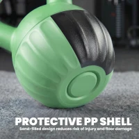 SPORTNOW Kettlebell kula treningowa 6 kg z piaskiem, dla początkujących, do ćwiczeń siłowych w domu, 21 x 21 x 27 cm, zielona(m-4)