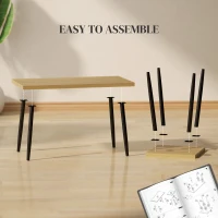 Stolik kawowy 2 szt. z ramą stalową, do salonu, naturalny(m-6)