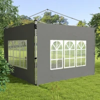 Outsunny Gazebo Side Panels, Sides Replacement with Window for 3x3(m) or 3x4m Pop Up Gazebo, 2 Pack, Dark Grey(m-9)