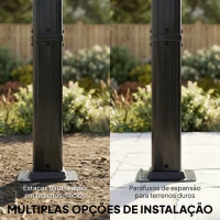 Outsunny Pérgola de Jardim 4x3 m com Cortinas Automáticas e Teto Retrátil Pérgola com UPF50+ Cinzento Escuro(m-7)