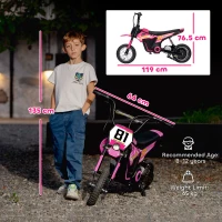 AIYAPLAY Kids Electric Motorbike, 24V Ride On Motorcycle with 3 Speeds and Rear Suspension, Dirt Bike for 8-12 Years Old, Pink(m-3)