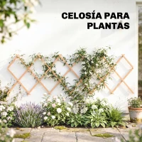 Outsunny Enrejado de Jardín de Madera Extensible Soporte para Plantas Trepadoras Rosas y Parra 180x60 cm Marrón Claro(m-8)