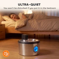 PawHut Wireless Cat Water Fountain for Drinking Stainless Steel, 4L/135oz Battery Operated Cat Fountain Cordless, 6 Filters(m-9)