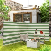 Outsunny 4 Pole Camping Windbreaks, Beach Wind Shield Shelter with Carry Bag and Steel Poles, 540cm x 150cm, Army Green(m-2)