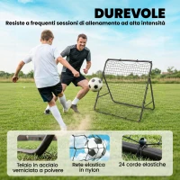 SPORTNOW Rete di Rimbalzo per Calcio con 5 Angoli Regolabili, Rete Multi-Sport per Allenamento, Nero(m-5)