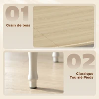 HOMCOM Table à manger pliante pour 2 à 6 personnes 74-134 cm, table de cuisine avec 2 abattants, pieds en acier, bois naturel(m-6)