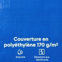 Outsunny Bâche de Piscine Ronde 450 cm Anti-Poussière et Imperméable avec Corde pour Piscines Hors Sol de 420-430 cm, Bleu(m-5)