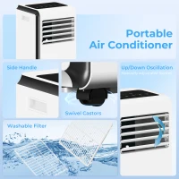 HOMCOM Portable Air Conditioner 9000 BTU, 4-in-1 Air Conditioning Unit with Cooling, Dehumidifier, Fan, Sleep Mode, White(m-9)