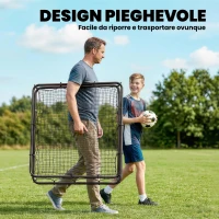 SPORTNOW Rete di Rimbalzo per Calcio con 5 Angoli Regolabili, Rete Multi-Sport per Allenamento, Nero(m-6)