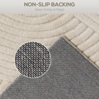 HOMCOM Modern Geometric Rug, Thick & Plush, Non-Slip, 160 x 120 cm – Cream, Living Room/Bedroom/Office(m-5)