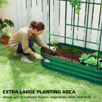 Outsunny Galvanised Raised Garden Bed with Arched Trellis, 4 x 2 x 4.6ft Metal Raised Bed for Garden with Open Bottom, Green(m-4)